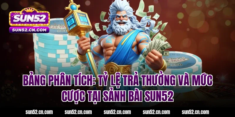 Bảng phân tích: Tỷ lệ trả thưởng và mức cược tại sảnh bài sun52
