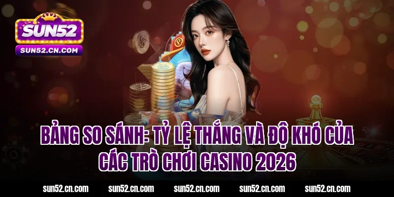 Bảng so sánh: Tỷ lệ thắng và độ khó của các trò chơi casino Sun52 2026
